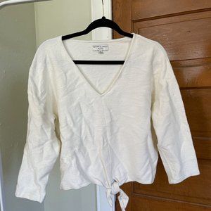 Cream Madewell Long-sleeve Top with Tie Detail